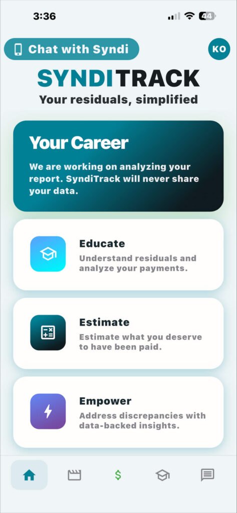 SyndiTrack app Career Hub screen